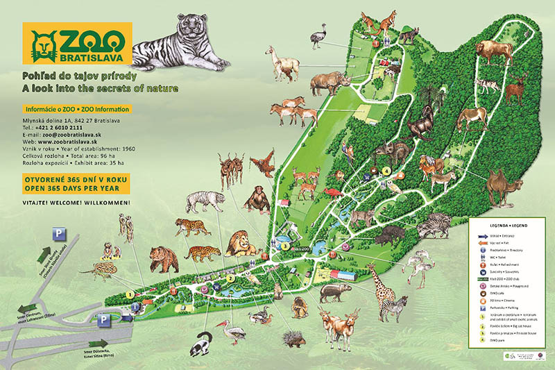 Pozsonyi állatkert és dinópark térkép